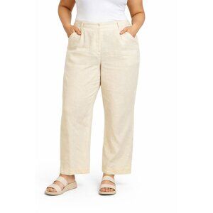 Pendleton Womens Cream Flat-Front Dress Pants Size 16 Polyester Blend